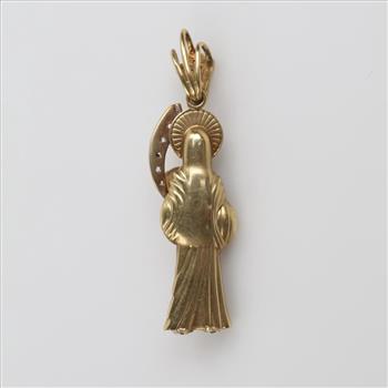 10kt Gold Clear Stone Hollow Pendant