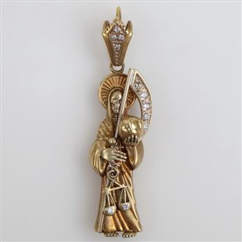10kt Gold Clear Stone Hollow Pendant