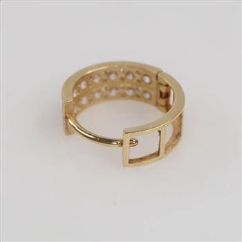 10kt Gold Clear Stone Hoop Earring