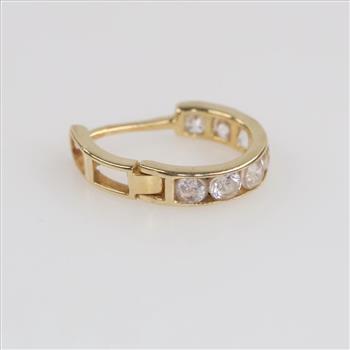 10kt Gold Clear Stone Hoop Earring
