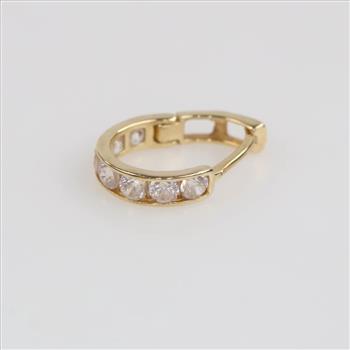 10kt Gold Clear Stone Hoop Earring