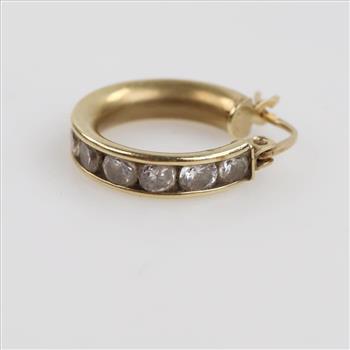 10kt Gold Clear Stone Hoop Earring