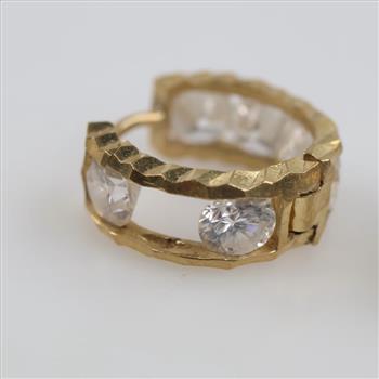 10kt Gold Clear Stone Hoop Earrings