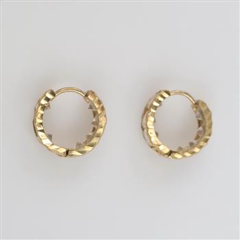 10kt Gold Clear Stone Hoop Earrings