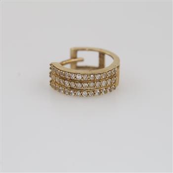 10kt Gold Clear Stone Huggie Hoop Earring