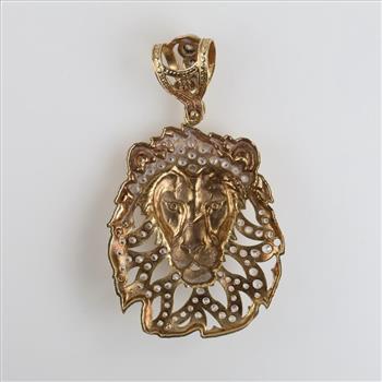 10kt Gold Clear Stone Lion Pendant