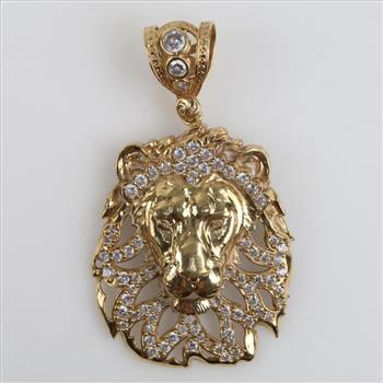 10kt Gold Clear Stone Lion Pendant