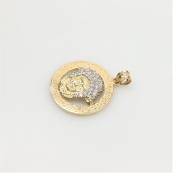 10kt Gold Clear Stone Medusa Pendant