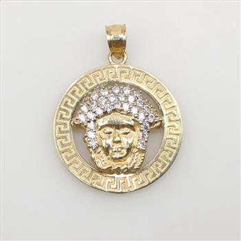 10kt Gold Clear Stone Medusa Pendant
