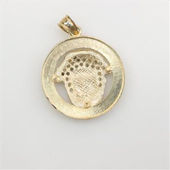 10kt Gold Clear Stone Medusa Pendant
