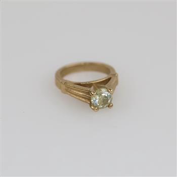 10kt Gold Clear Stone Mini Ring Pendant