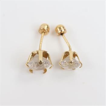 10kt Gold Clear Stone Mismatched Earrings