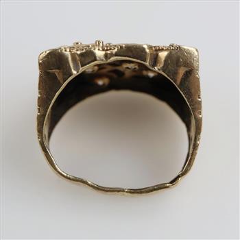 10kt Gold Clear Stone Nugget Style Ring