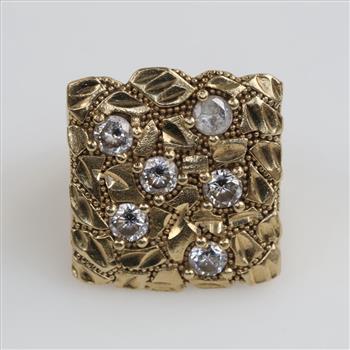 10kt Gold Clear Stone Nugget Style Ring