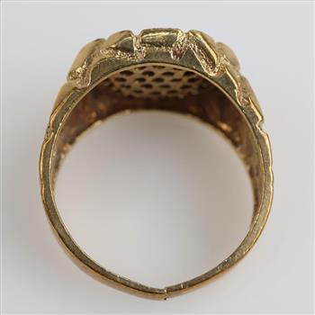 10kt Gold Clear Stone Nugget Style Ring