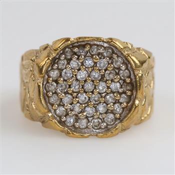 10kt Gold Clear Stone Nugget Style Ring