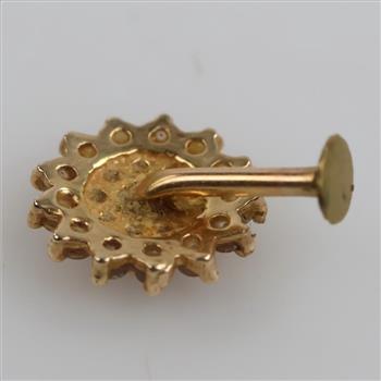 10kt Gold Clear Stone Red Stone Accent Earring