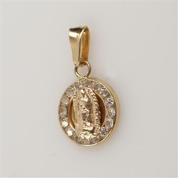 10kt Gold Clear Stone Religious Pendant
