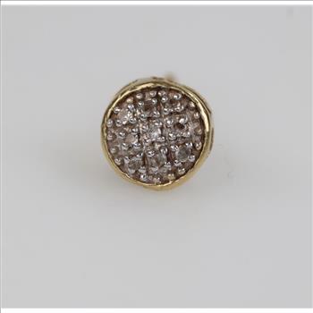 10kt Gold Clear Stone Round Stud Earring