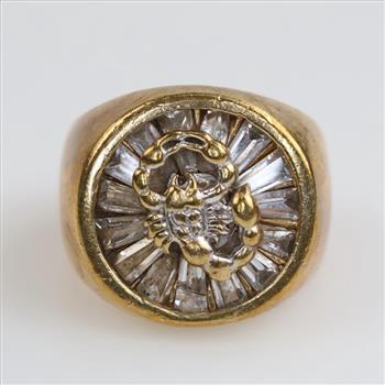 10kt Gold Clear Stone Scorpion Ring
