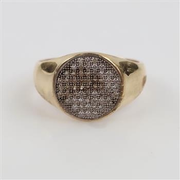 10kt Gold Clear Stone Signet Ring