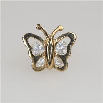 10kt Gold  Clear Stone Single Earring