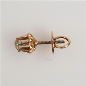 10kt Gold Clear Stone Single Earring