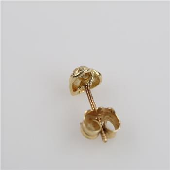 10kt Gold Clear Stone Single Heart Earring