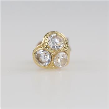 10kt Gold Clear Stone Single Heart Earring