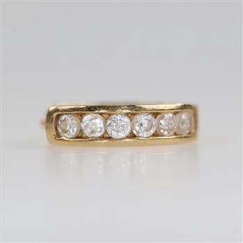 10kt Gold Clear Stone Single Hoop Earring