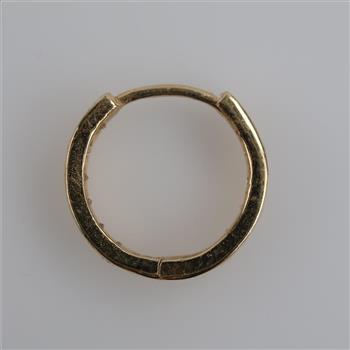 10kt Gold Clear Stone Single Hoop Earring