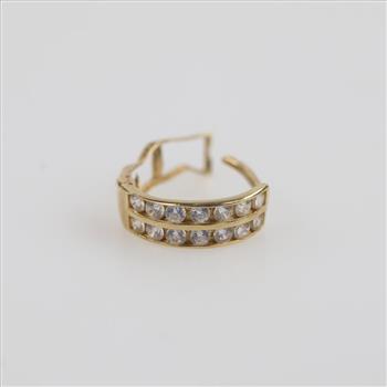 10kt Gold Clear Stone Single Hoop Earring