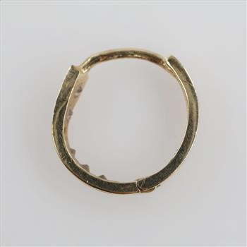 10kt Gold Clear Stone Single Hoop Earring