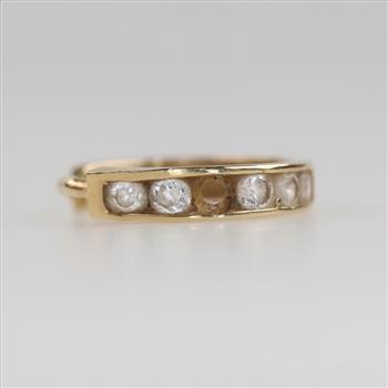 10kt Gold Clear Stone Single Hoop Earring