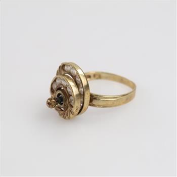 10kt Gold Clear Stone Spinner Ring