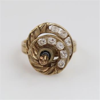 10kt Gold Clear Stone Spinner Ring