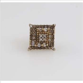 10kt Gold Clear Stone Square Stud Earring