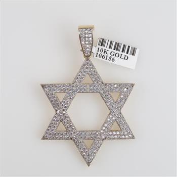 10kt Gold Clear Stone Star Of David Pendant
