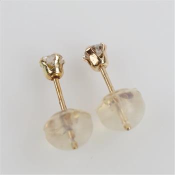 10kt Gold Clear Stone Stud Earrings