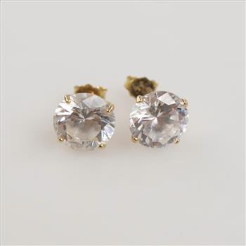 10kt Gold Clear Stone Stud Earrings