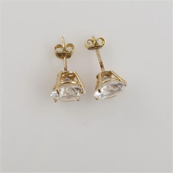 10kt Gold Clear Stone Stud Earrings