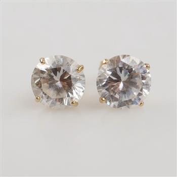 10kt Gold Clear Stone Stud Earrings