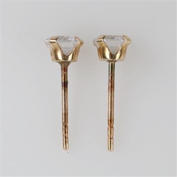 10kt Gold Clear Stone Stud Earrings