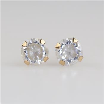10kt Gold Clear Stone Stud Earrings