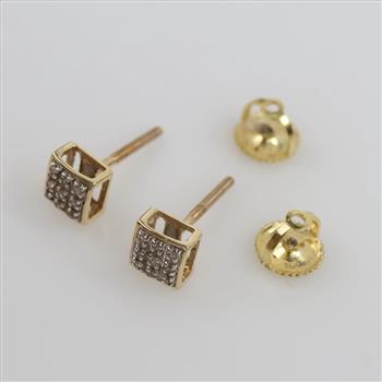 10kt Gold Clear Stone Stud Earrings