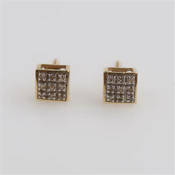 10kt Gold Clear Stone Stud Earrings