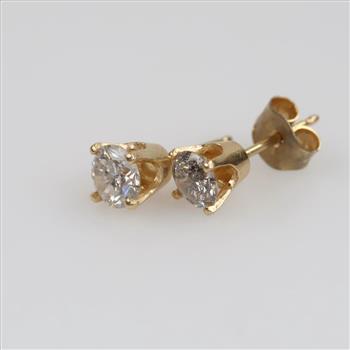 10kt Gold Clear Stone Stud Earrings