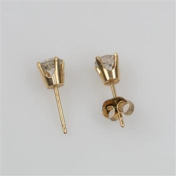 10kt Gold Clear Stone Stud Earrings