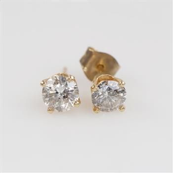 10kt Gold Clear Stone Stud Earrings