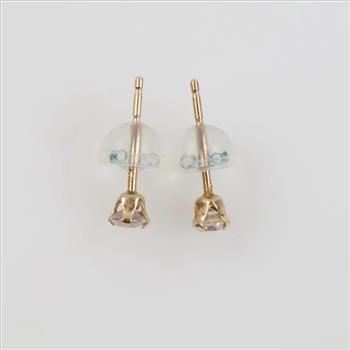 10kt Gold Clear Stone Stud Earrings